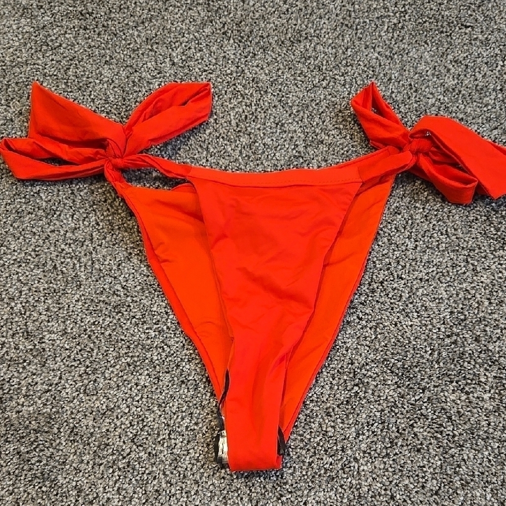 NWOT Good American Women's Red Bikini Bottom Tie Side Swim Sz 0/XS
